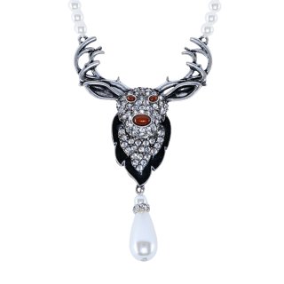 Perlenkette Hirsch in Crystal
